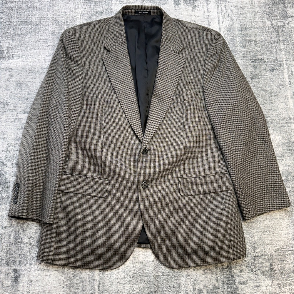 Chaps Blazer Jacket Mens 44 Puppytooth Sport Coat Two Button Old Money Academia